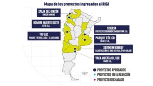 Mapa de los proyectos RIGI en la República Argentina